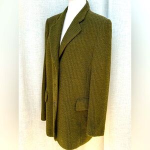 Vintage LeComte moss green boucle ribbed single breasted blazer